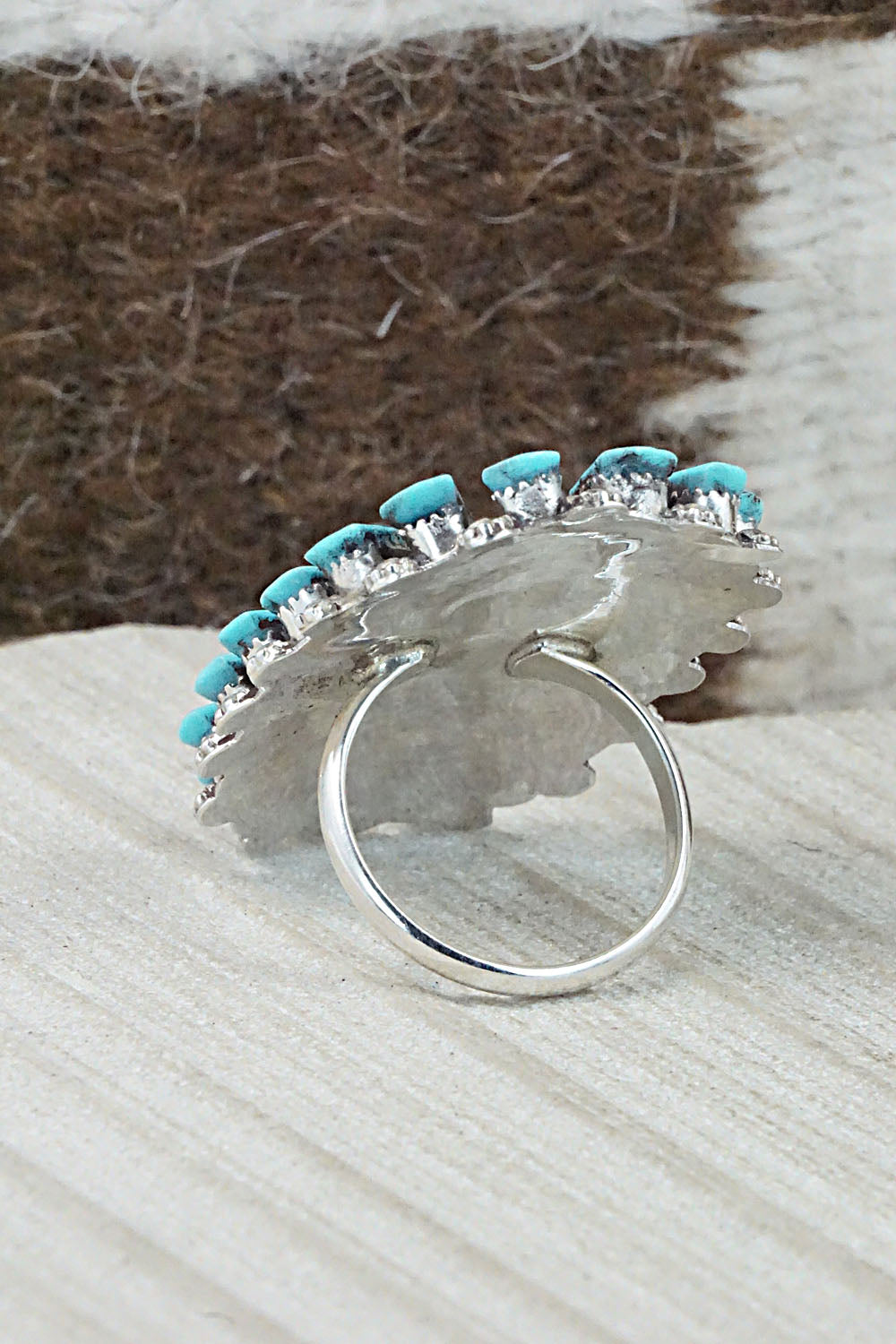 Turquoise & Sterling Silver Ring - Merlinda Chavez - Size 7.5