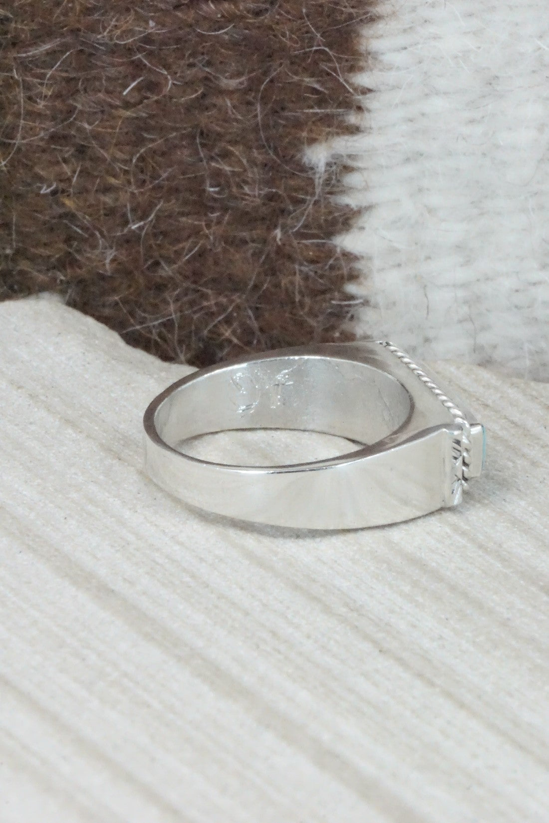 Turquoise & Sterling Silver Ring - Arlen Quetawki - Size 12