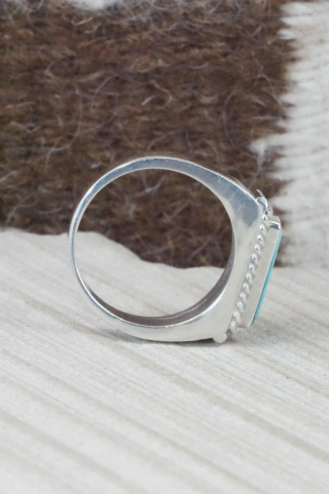 Turquoise & Sterling Silver Ring - Arlen Quetawki - Size 12