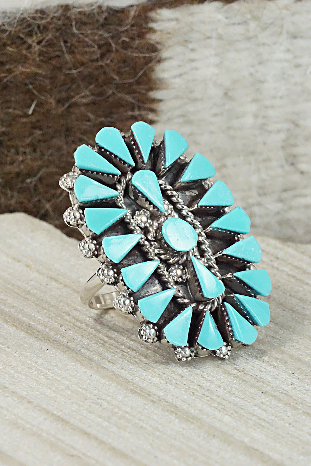 Turquoise & Sterling Silver Ring - Merlinda Chavez - Size 7.5