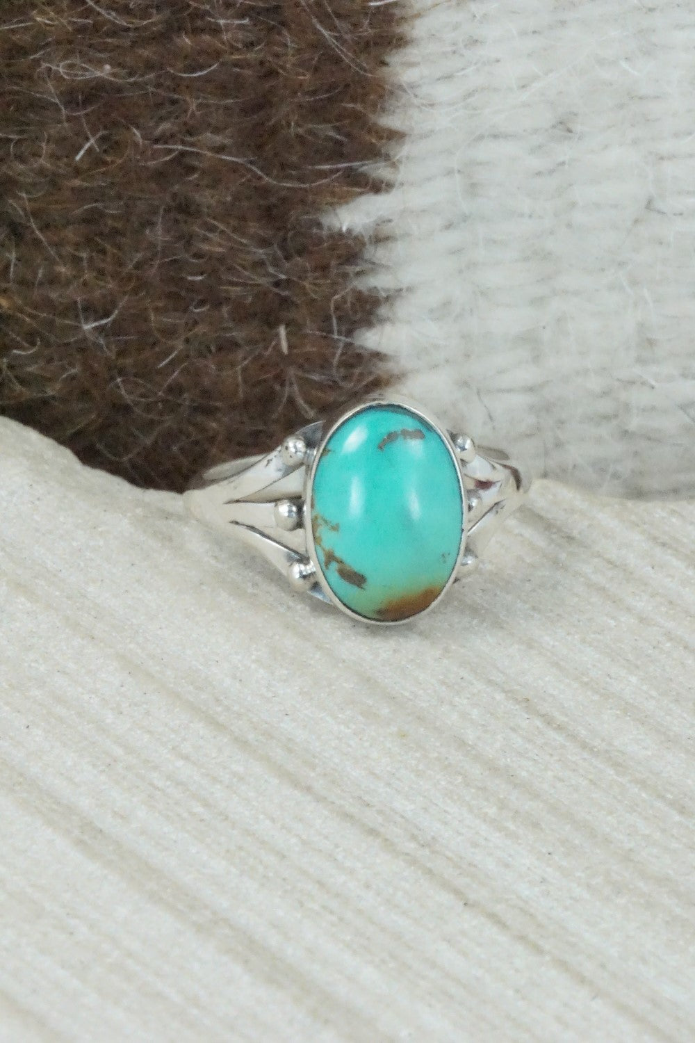 Turquoise & Sterling Silver Ring - Hiram Largo - Size 10