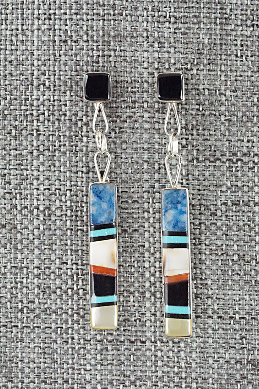 Multi Stone & Sterling Silver Inlay Earrings - Bobby Sanchez
