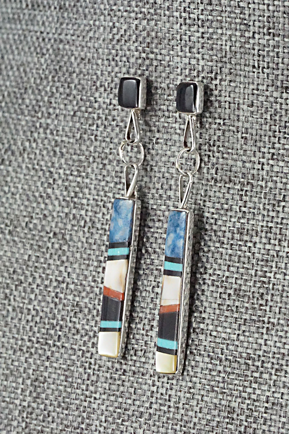 Multi Stone & Sterling Silver Inlay Earrings - Bobby Sanchez