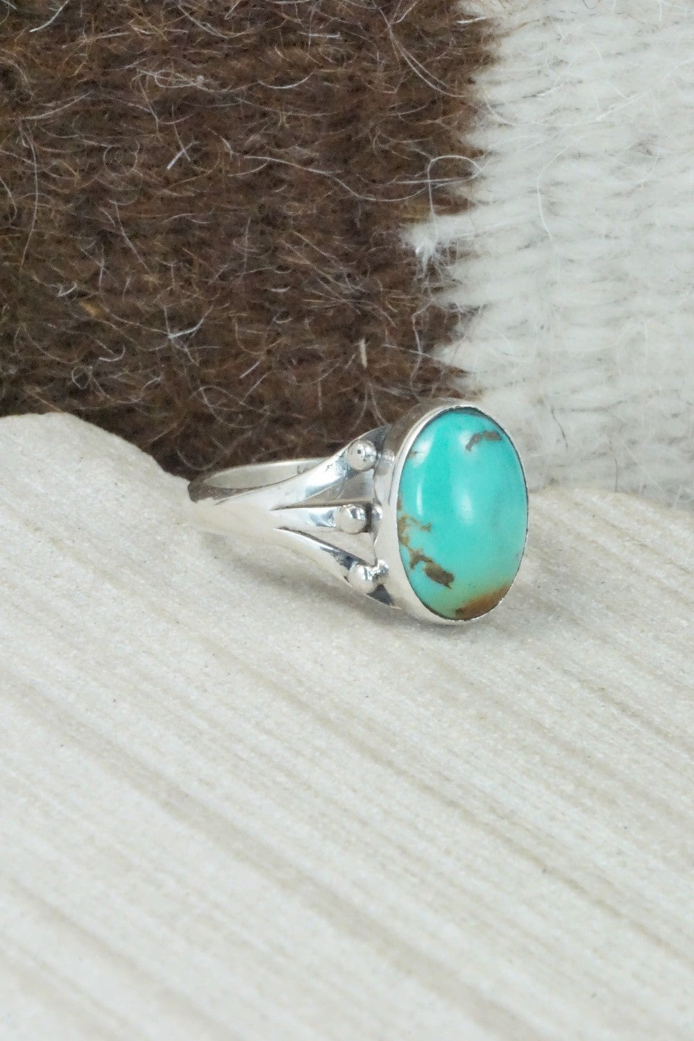 Turquoise & Sterling Silver Ring - Hiram Largo - Size 10