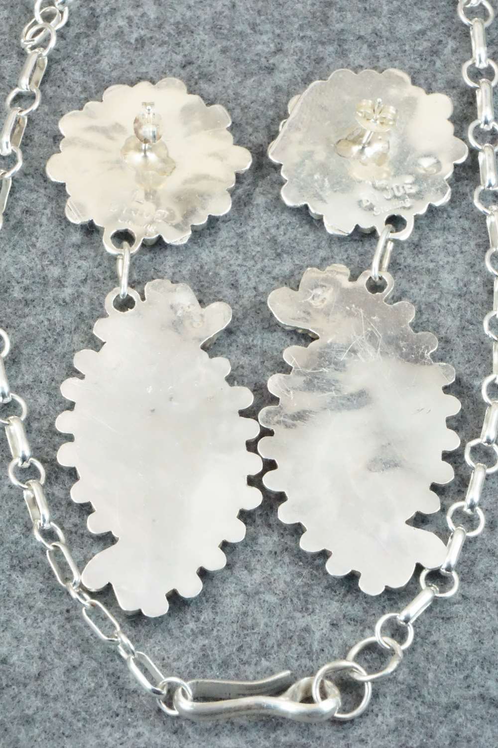 Turquoise & Sterling Silver Necklace and Earrings - Lavell Byjoe