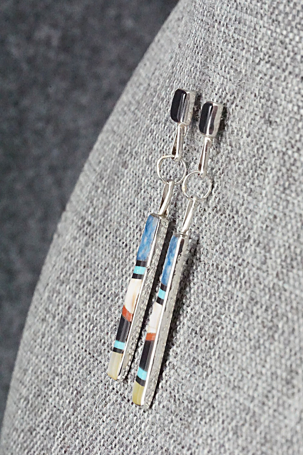 Multi Stone & Sterling Silver Inlay Earrings - Bobby Sanchez