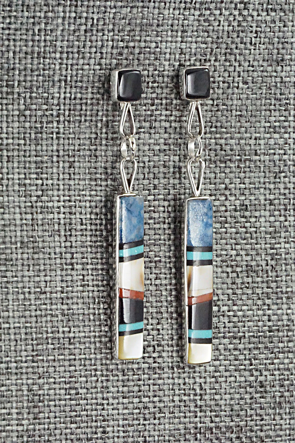 Multi Stone & Sterling Silver Inlay Earrings - Bobby Sanchez
