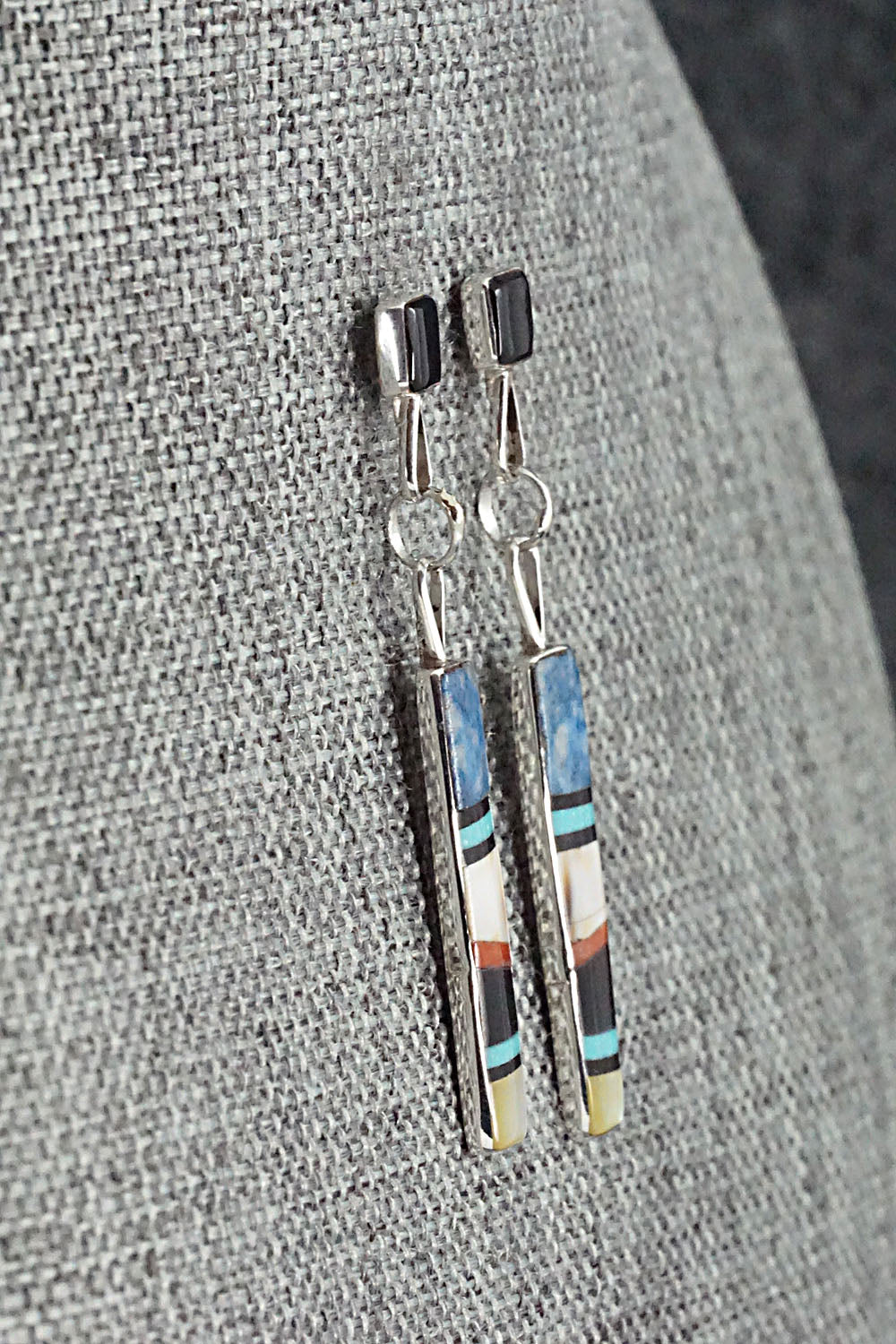 Multi Stone & Sterling Silver Inlay Earrings - Bobby Sanchez