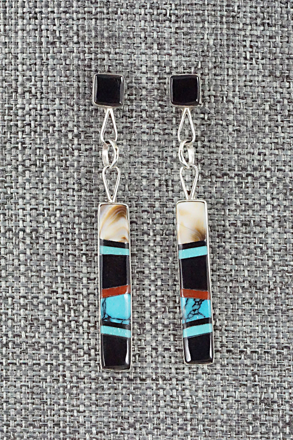Multi Stone & Sterling Silver Inlay Earrings - Bobby Sanchez