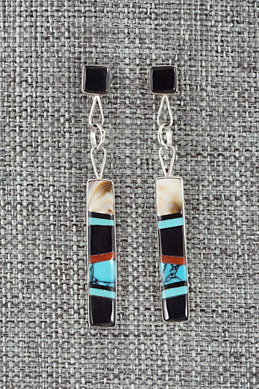Multi Stone & Sterling Silver Inlay Earrings - Bobby Sanchez