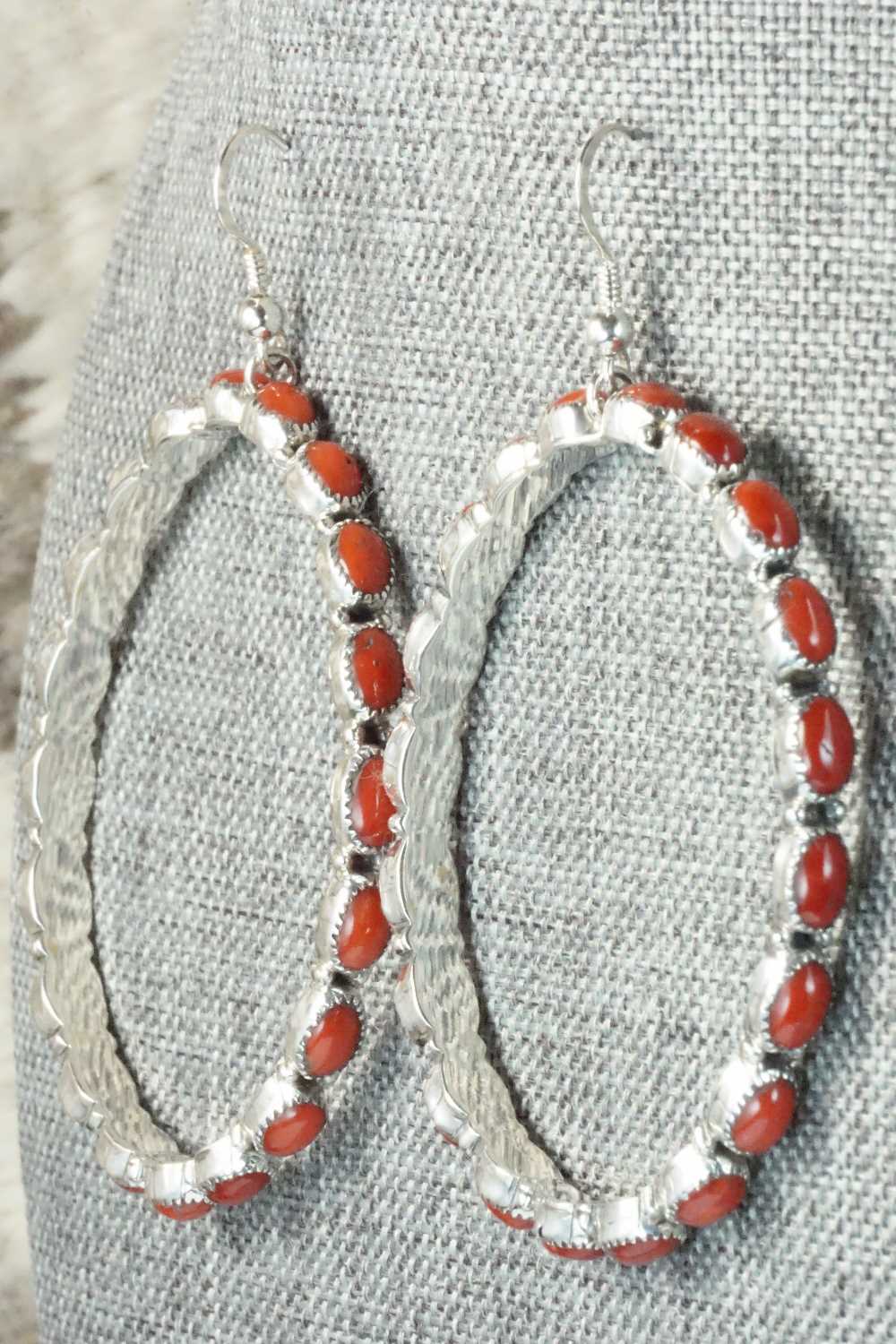 Coral & Sterling Silver Earrings - Anthony Skeets
