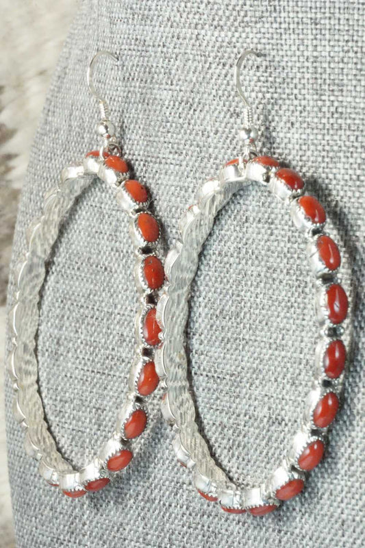 Coral & Sterling Silver Earrings - Anthony Skeets