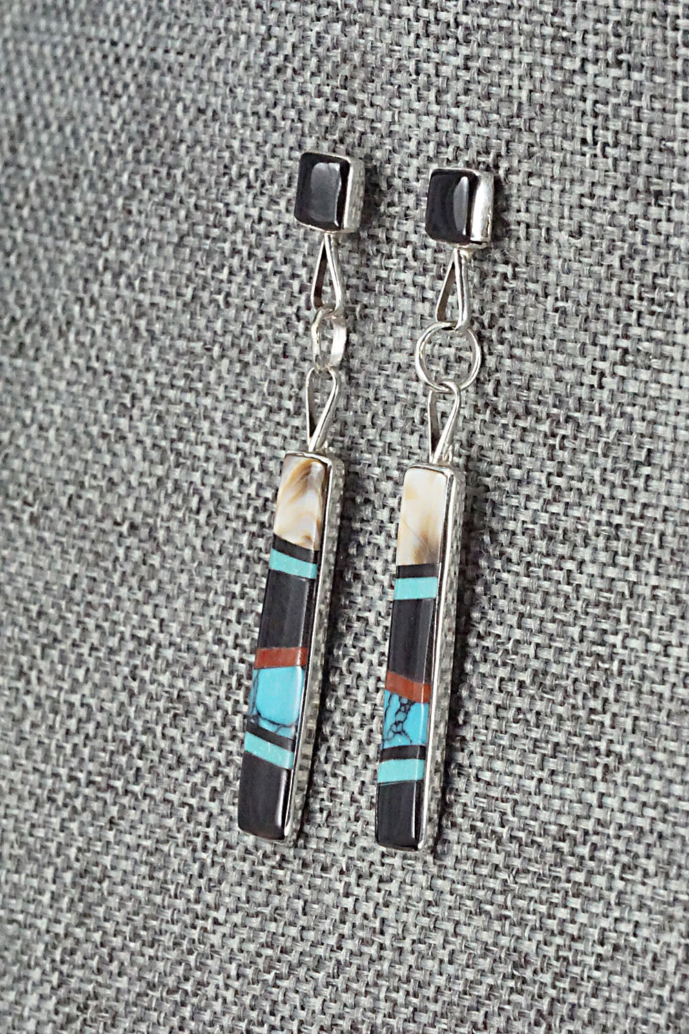 Multi Stone & Sterling Silver Inlay Earrings - Bobby Sanchez
