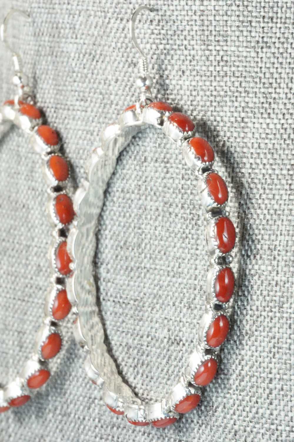 Coral & Sterling Silver Earrings - Anthony Skeets
