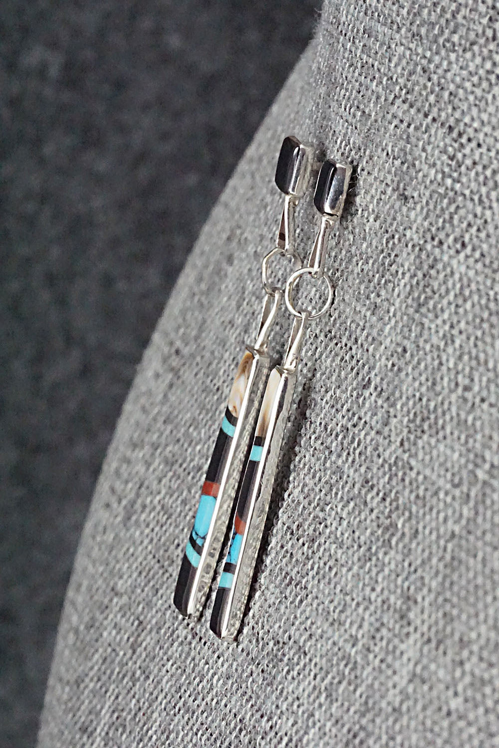Multi Stone & Sterling Silver Inlay Earrings - Bobby Sanchez