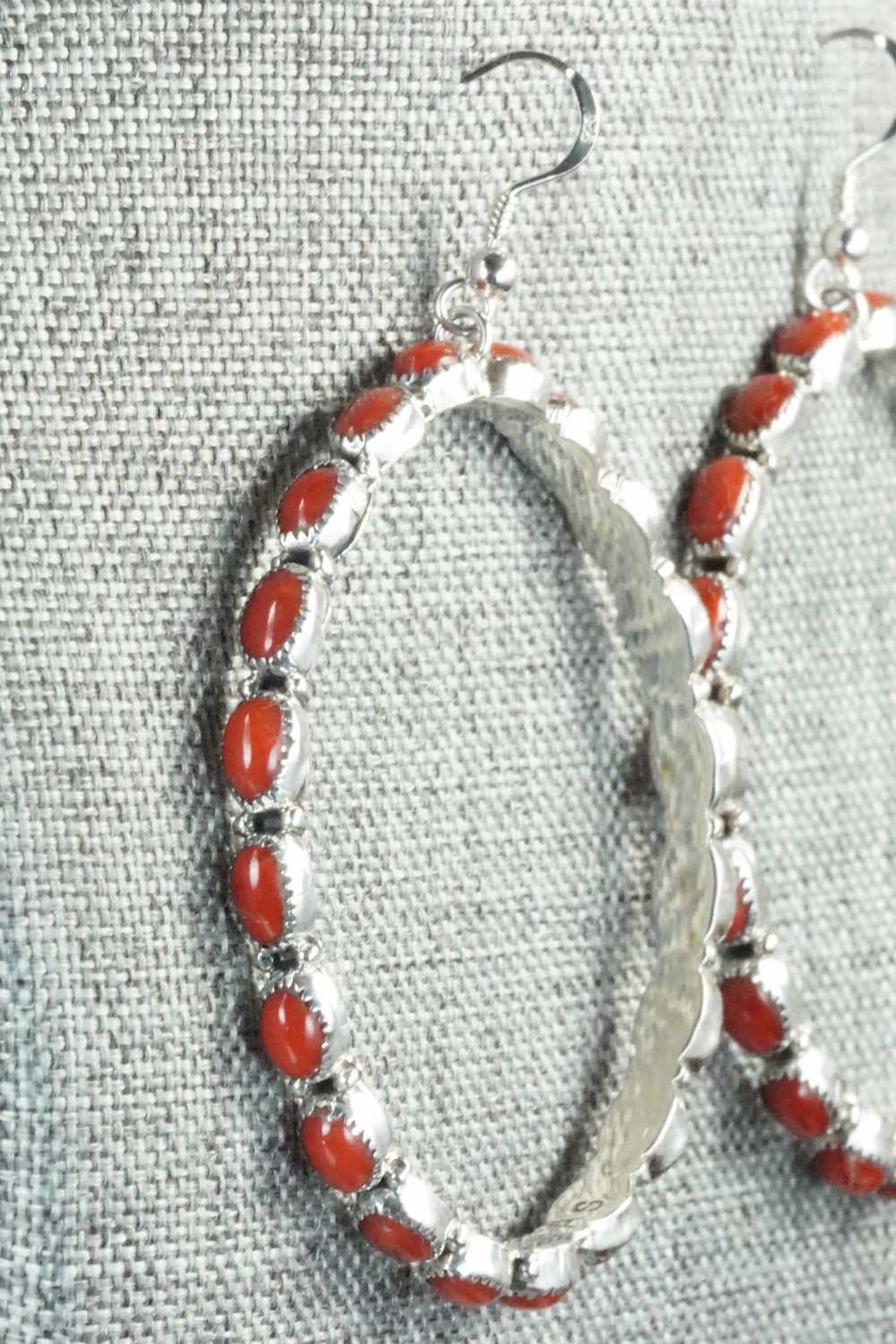 Coral & Sterling Silver Earrings - Anthony Skeets