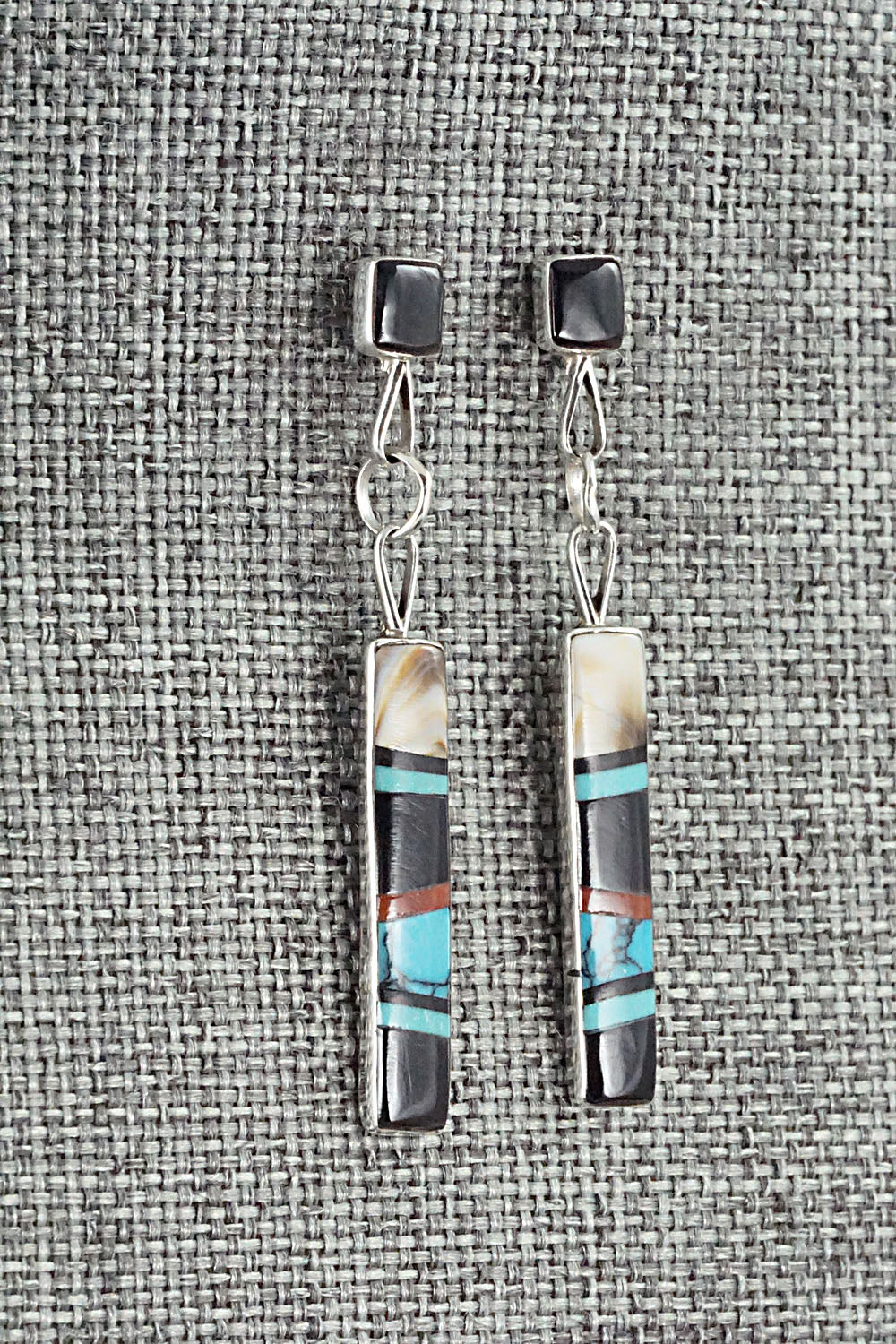 Multi Stone & Sterling Silver Inlay Earrings - Bobby Sanchez