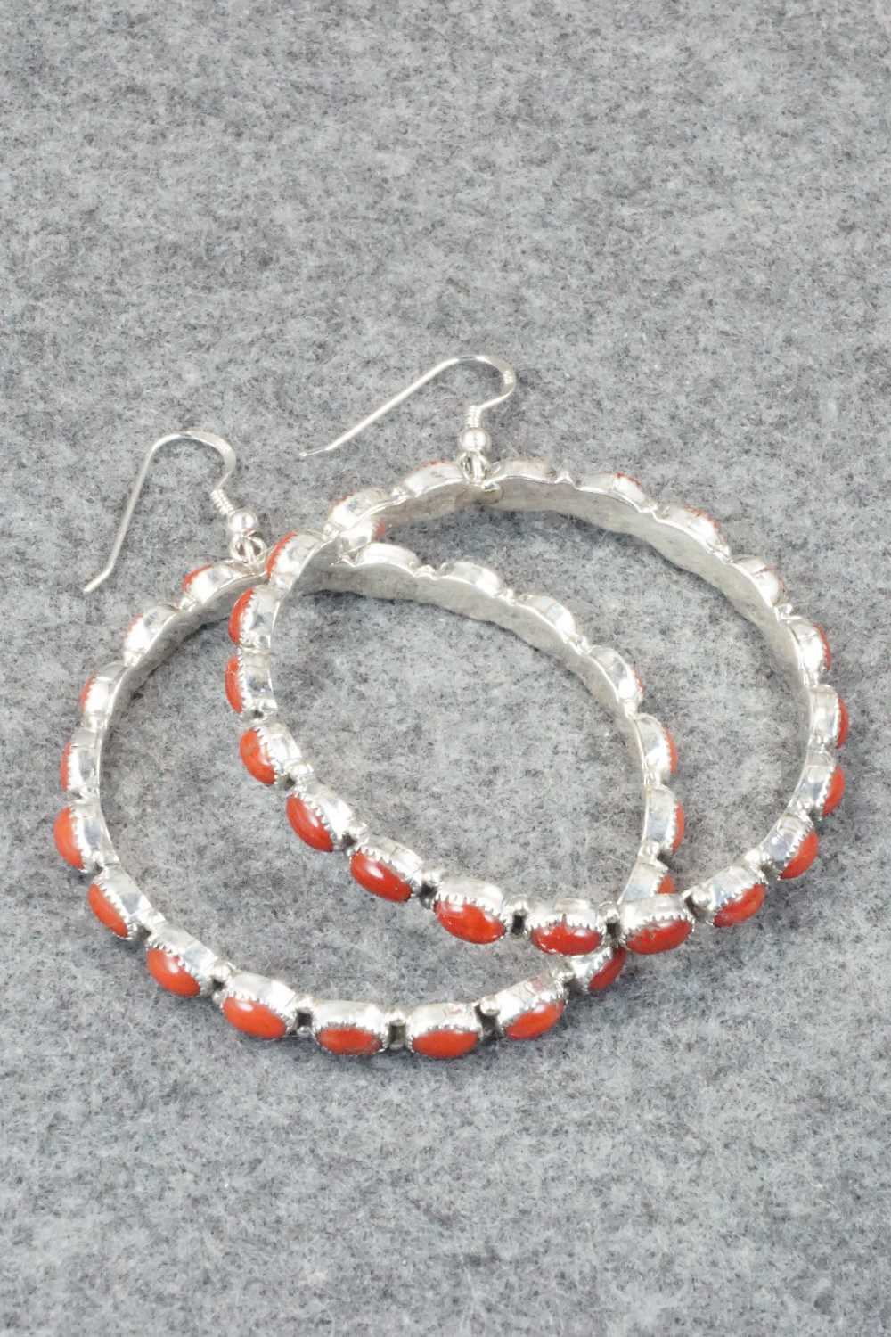 Coral & Sterling Silver Earrings - Anthony Skeets