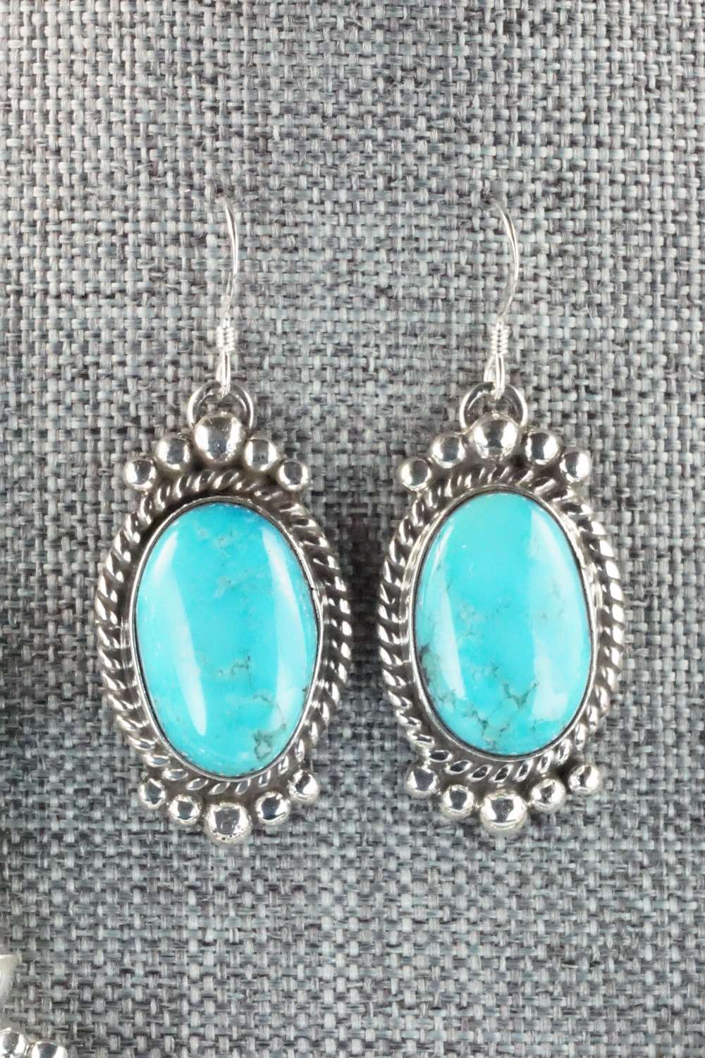 Turquoise & Sterling Silver Squash Blossom and Earrings - Vernon Johnson