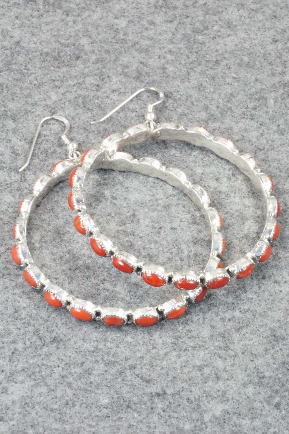 Coral & Sterling Silver Earrings - Anthony Skeets