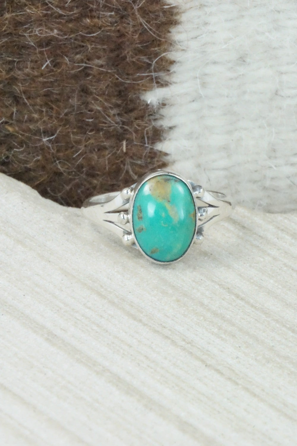 Turquoise & Sterling Silver Ring - Hiram Largo - Size 12