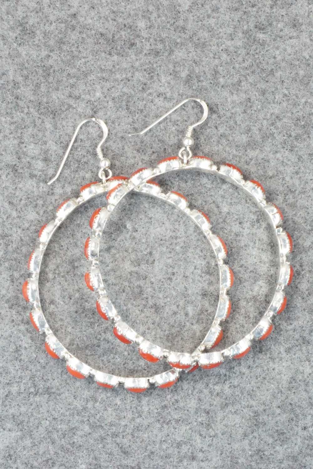 Coral & Sterling Silver Earrings - Anthony Skeets