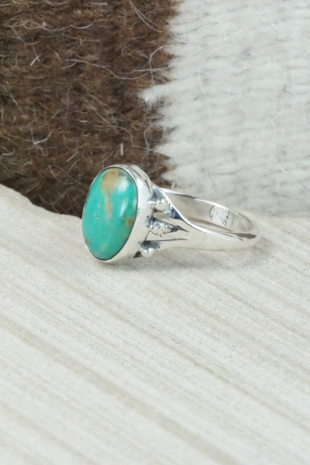 Turquoise & Sterling Silver Ring - Hiram Largo - Size 12