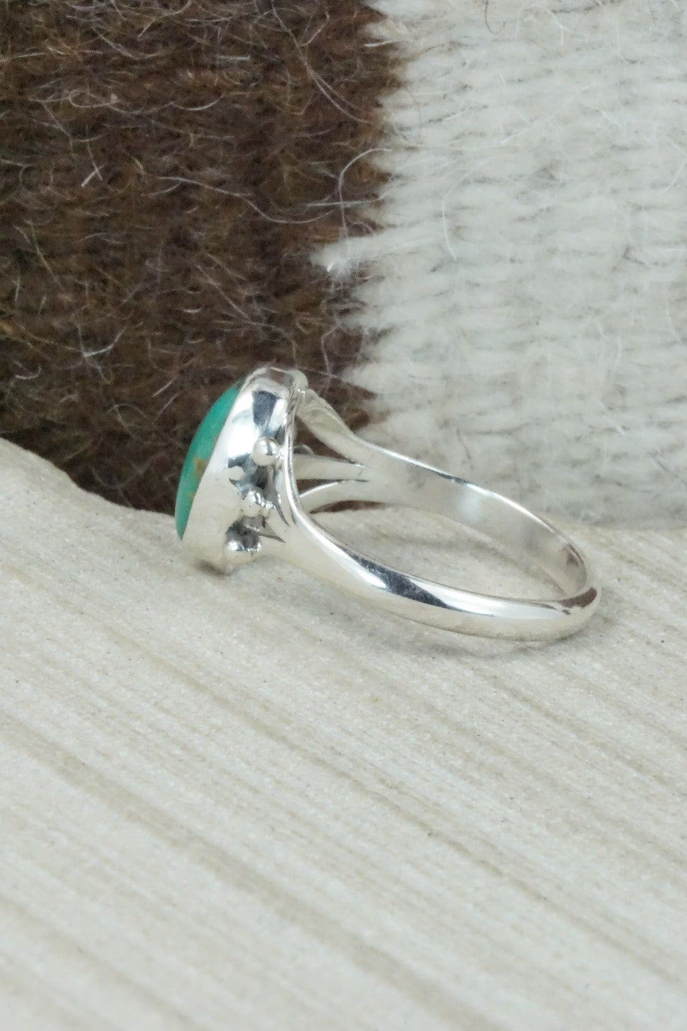 Turquoise & Sterling Silver Ring - Hiram Largo - Size 12