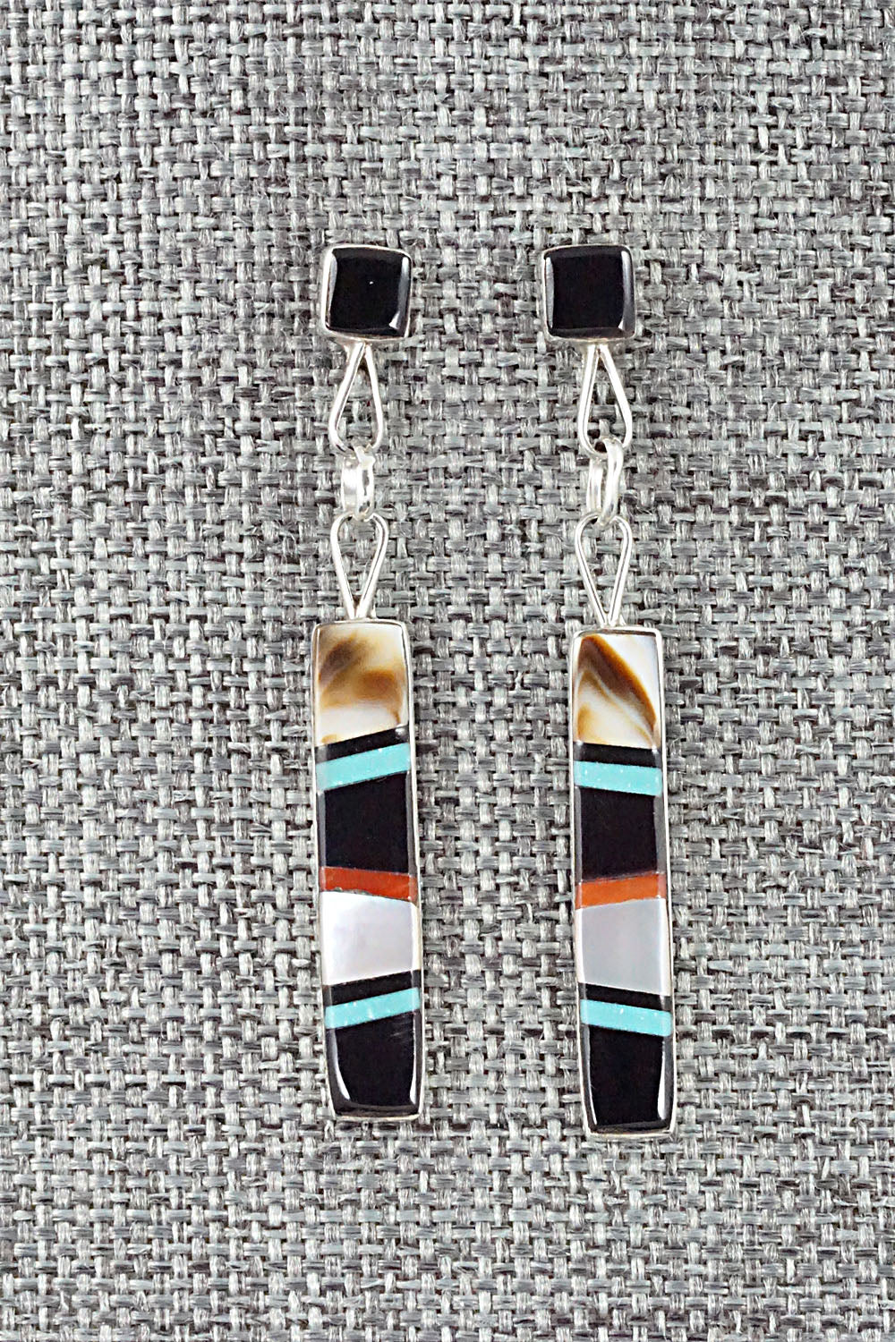 Multi Stone & Sterling Silver Inlay Earrings - Bobby Sanchez