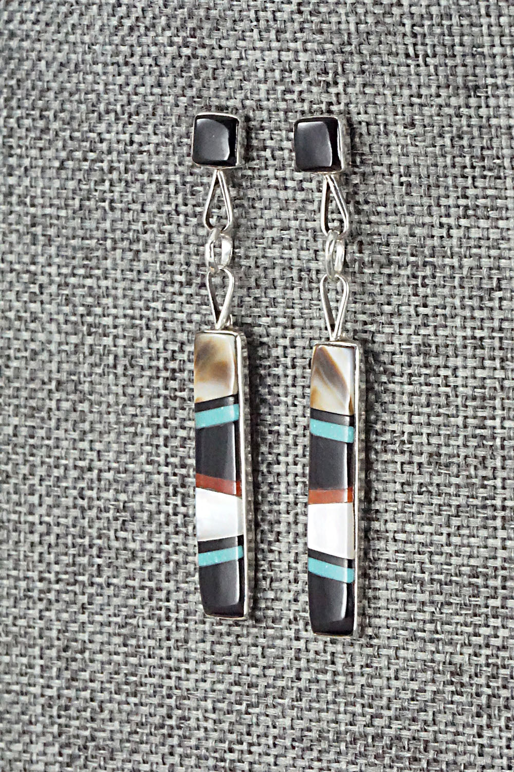 Multi Stone & Sterling Silver Inlay Earrings - Bobby Sanchez