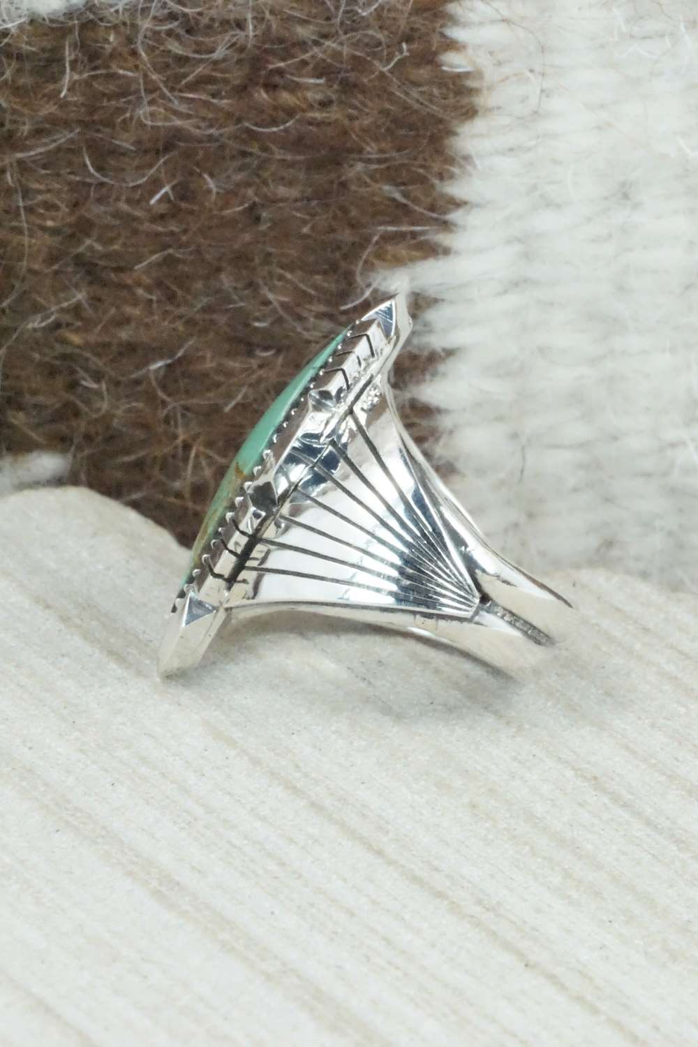 Turquoise & Sterling Silver Ring - Harold Becenti - Size 7.75