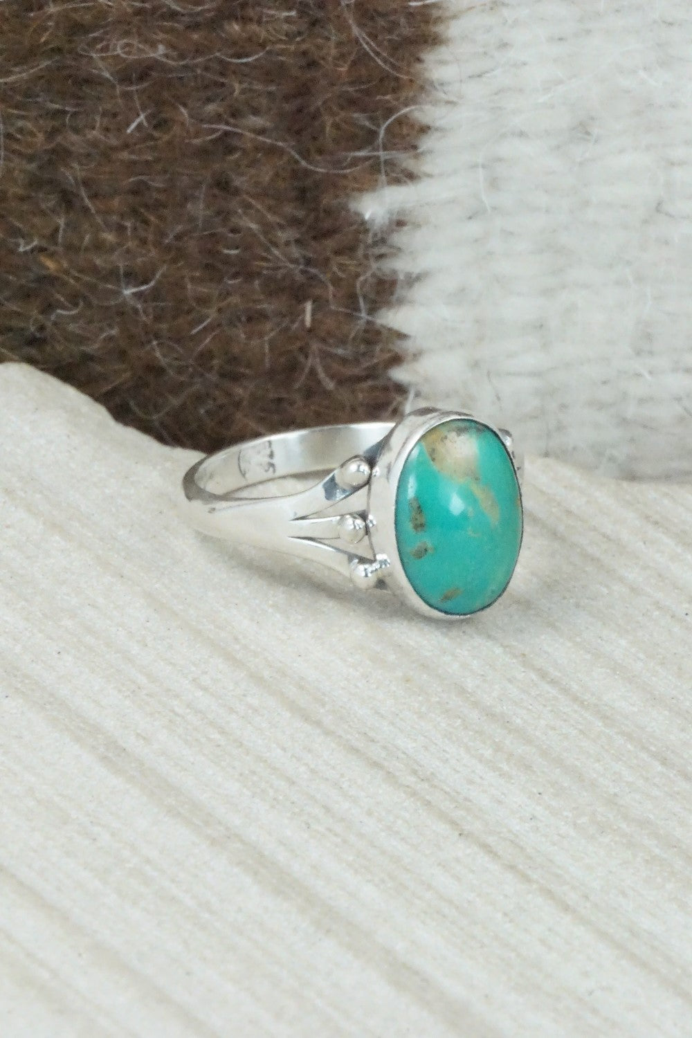 Turquoise & Sterling Silver Ring - Hiram Largo - Size 12