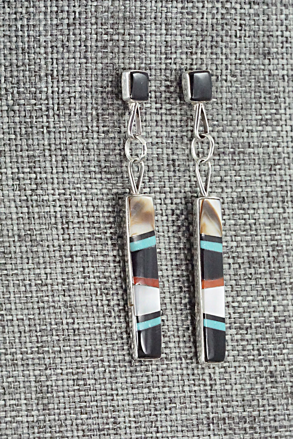 Multi Stone & Sterling Silver Inlay Earrings - Bobby Sanchez