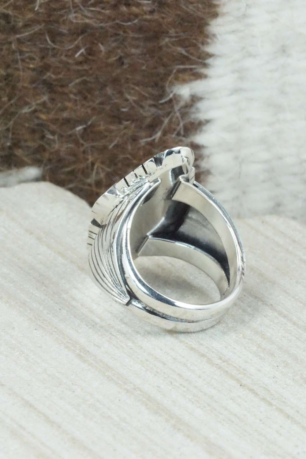 Turquoise & Sterling Silver Ring - Harold Becenti - Size 7.75
