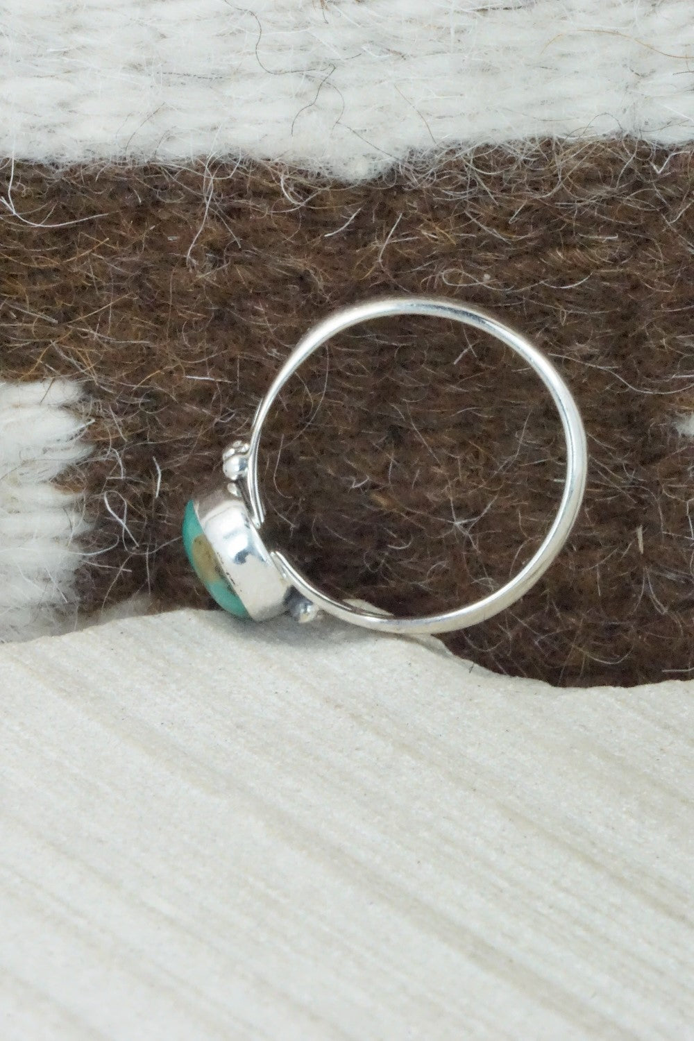 Turquoise & Sterling Silver Ring - Hiram Largo - Size 12