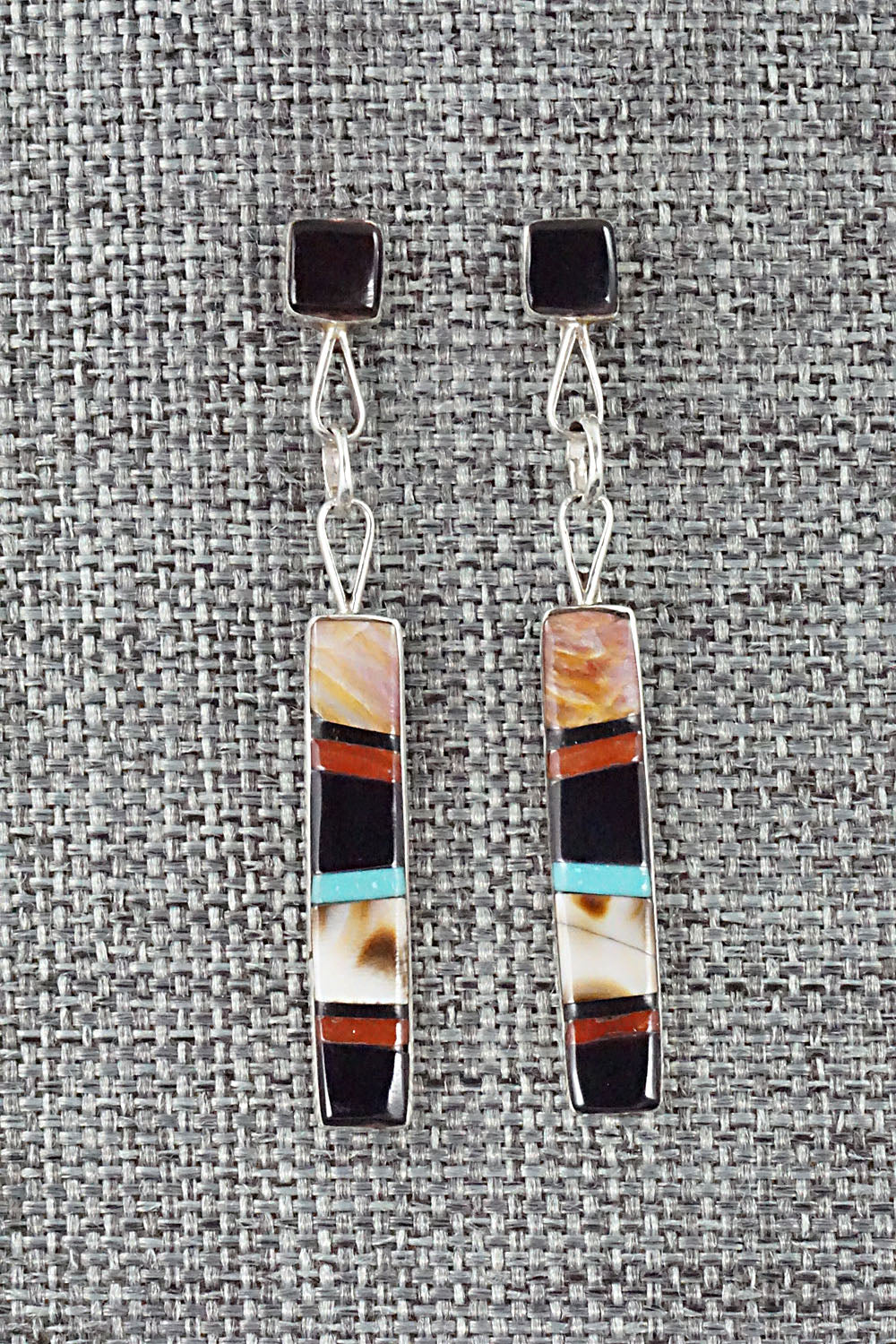 Multi Stone & Sterling Silver Inlay Earrings - Bobby Sanchez