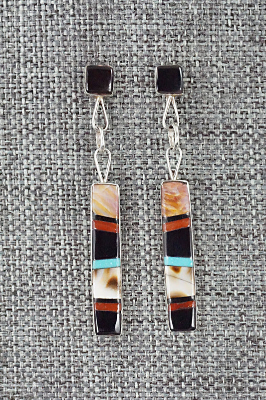 Multi Stone & Sterling Silver Inlay Earrings - Bobby Sanchez