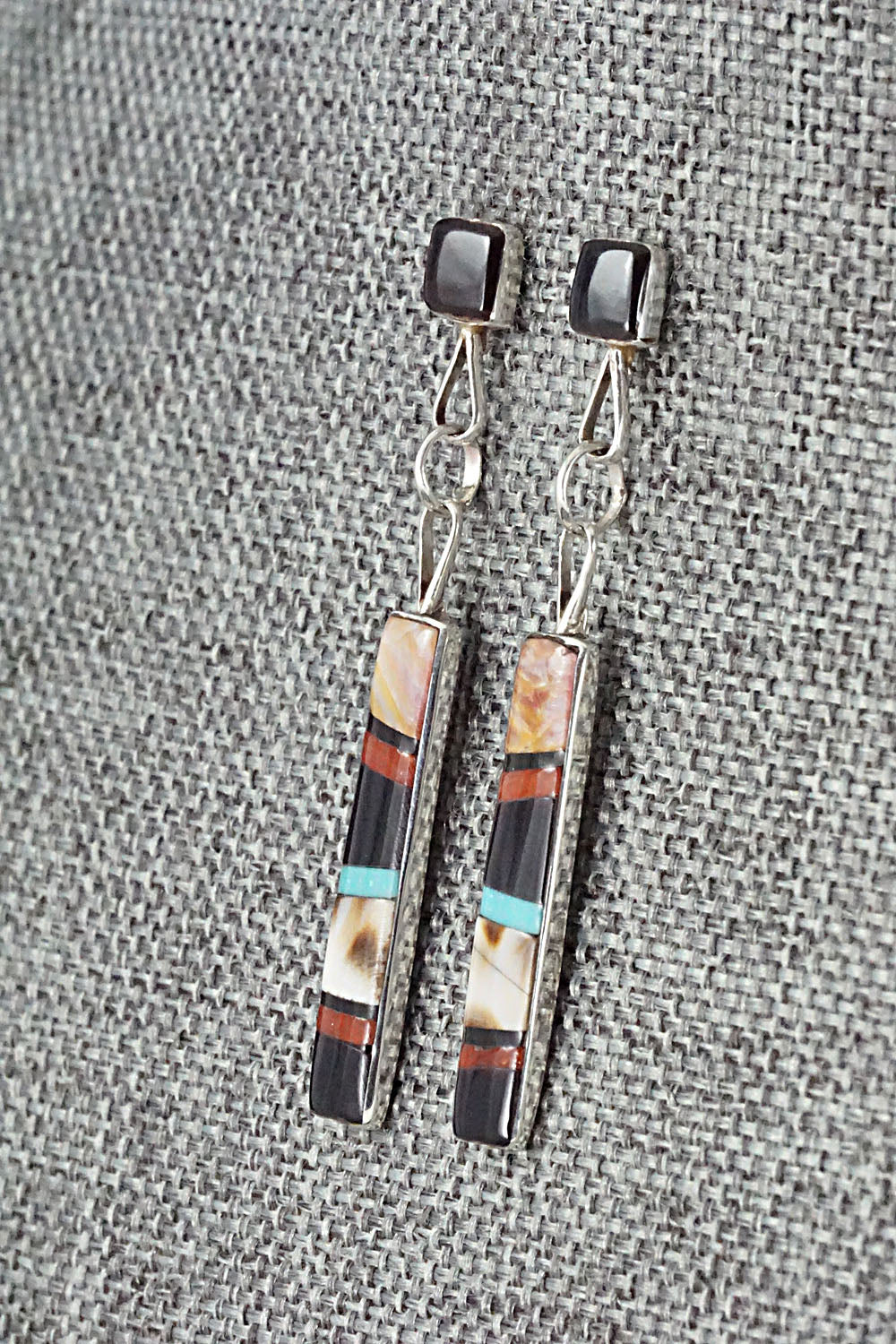 Multi Stone & Sterling Silver Inlay Earrings - Bobby Sanchez