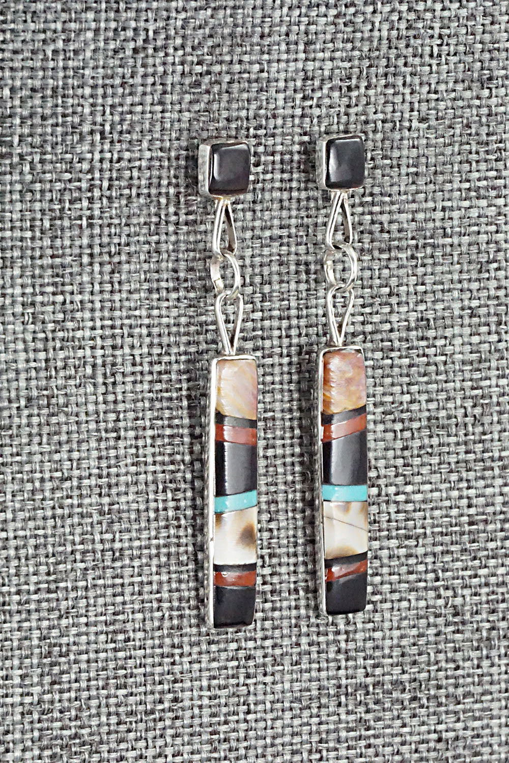 Multi Stone & Sterling Silver Inlay Earrings - Bobby Sanchez