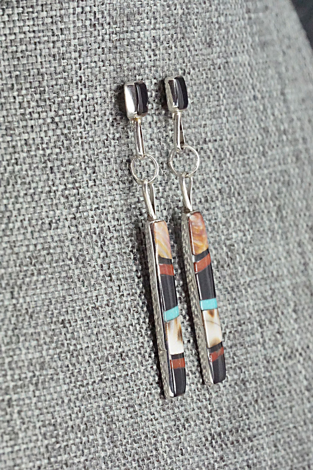 Multi Stone & Sterling Silver Inlay Earrings - Bobby Sanchez