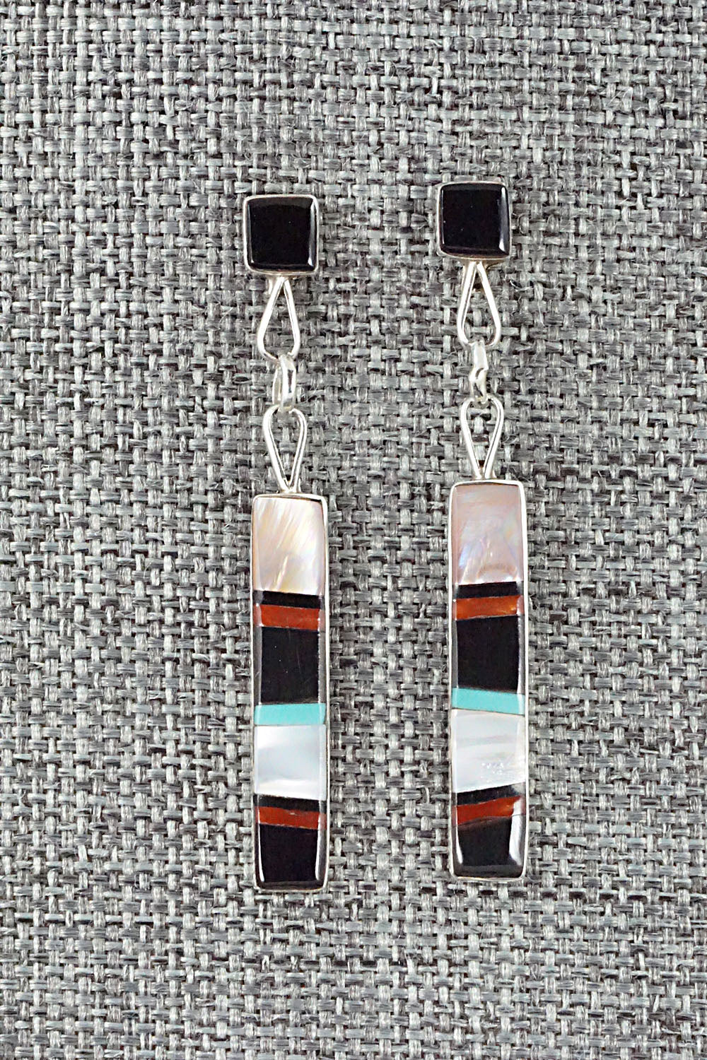 Multi Stone & Sterling Silver Inlay Earrings - Bobby Sanchez