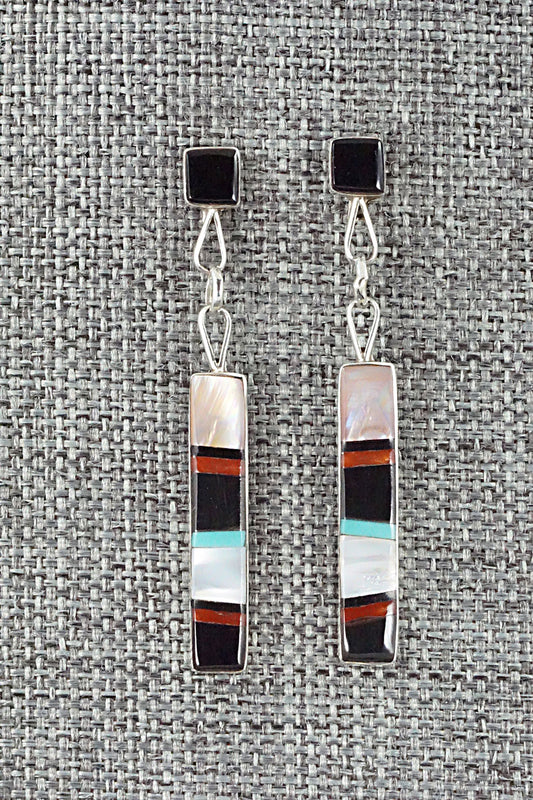 Multi Stone & Sterling Silver Inlay Earrings - Bobby Sanchez