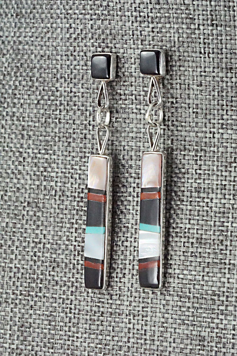 Multi Stone & Sterling Silver Inlay Earrings - Bobby Sanchez