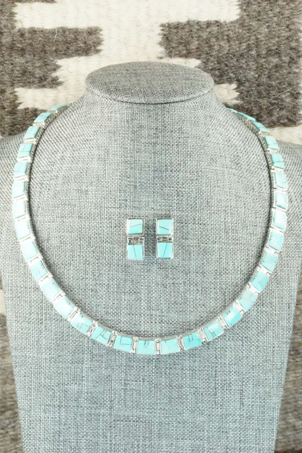 Turquoise & Sterling Silver Necklace and Earrings - Calvin Begay