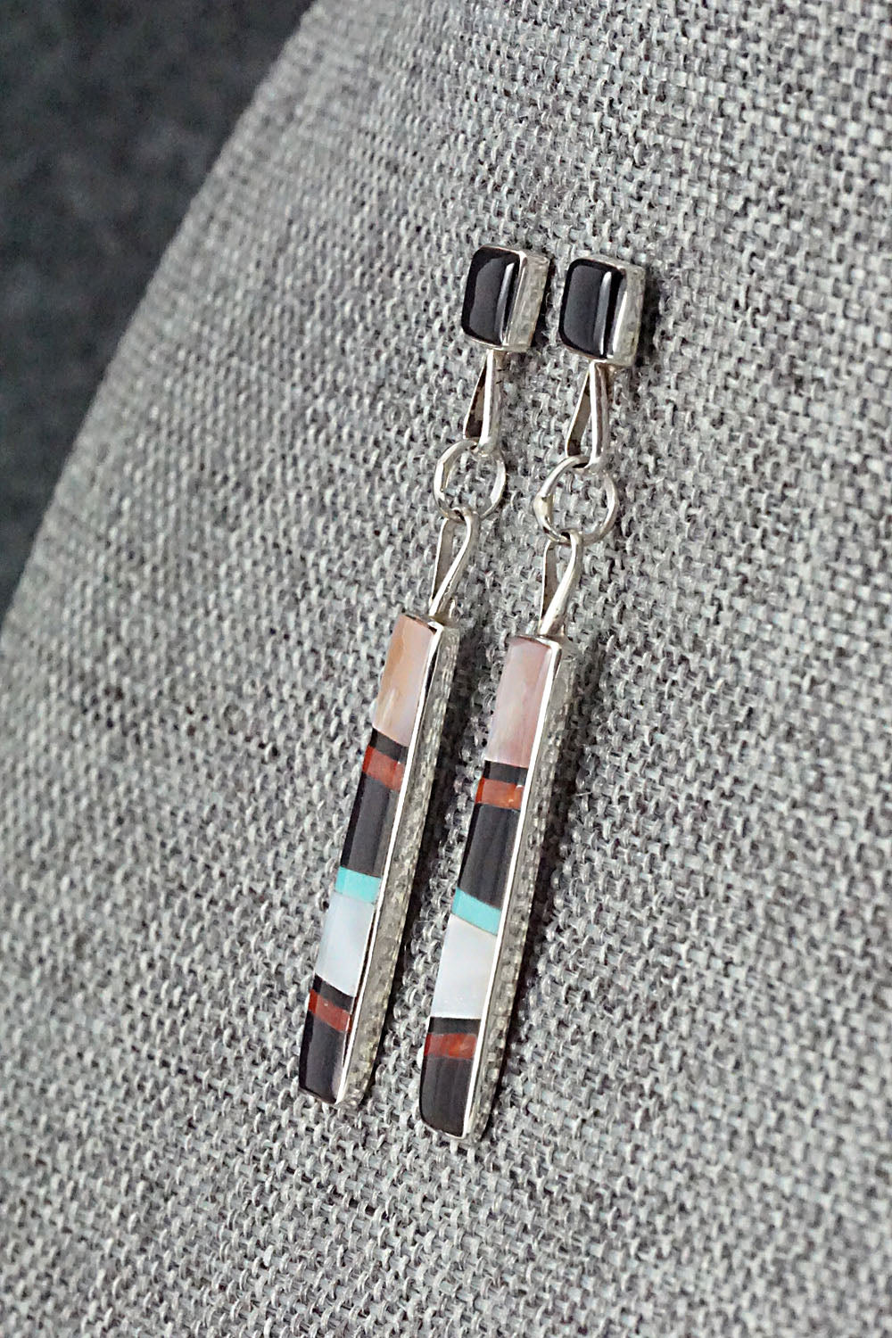 Multi Stone & Sterling Silver Inlay Earrings - Bobby Sanchez