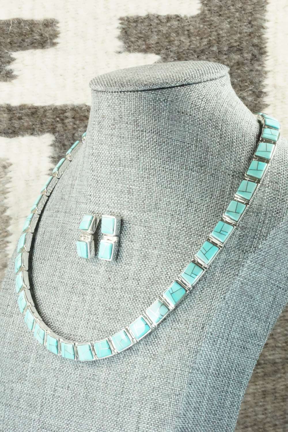 Turquoise & Sterling Silver Necklace and Earrings - Calvin Begay
