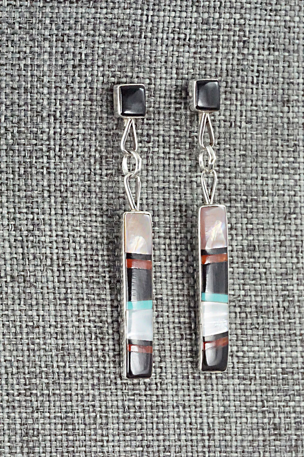 Multi Stone & Sterling Silver Inlay Earrings - Bobby Sanchez