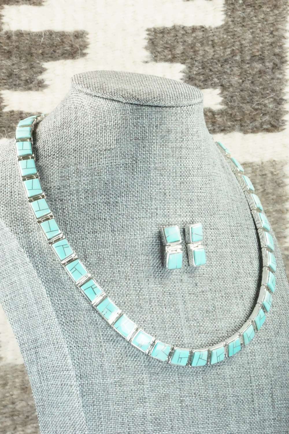 Turquoise & Sterling Silver Necklace and Earrings - Calvin Begay