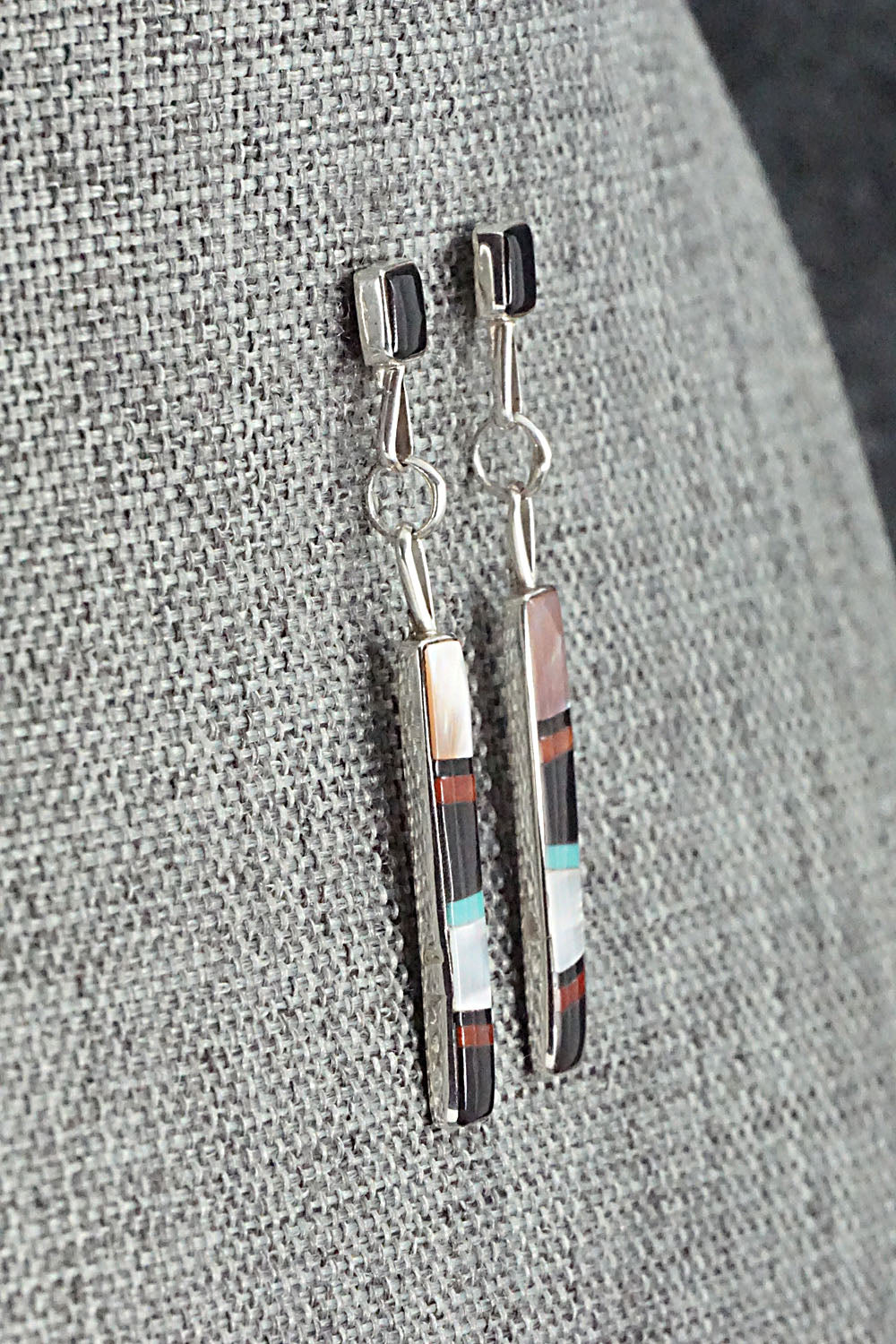 Multi Stone & Sterling Silver Inlay Earrings - Bobby Sanchez