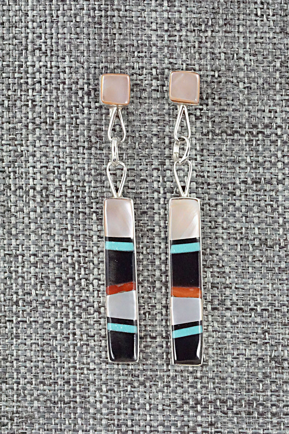 Multi Stone & Sterling Silver Inlay Earrings - Bobby Sanchez